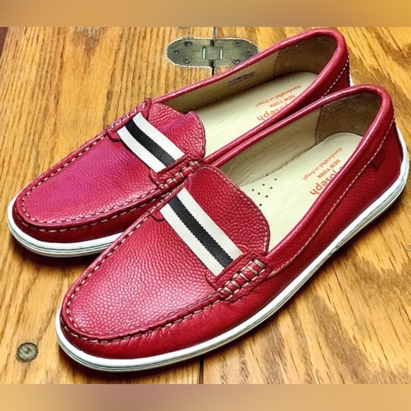 Women's 5 Red Pebbled Leather MARC JOSEPH NEW YORK Loafers - Picture 8 of 10